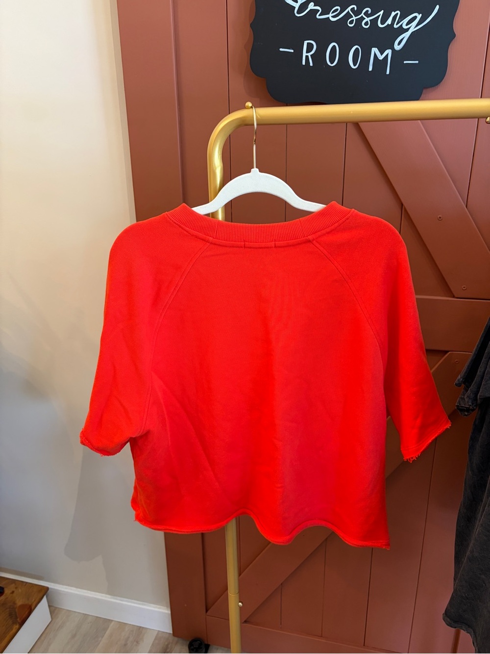 Women's Boxy Short-Sleeve Sweatshirt - Red